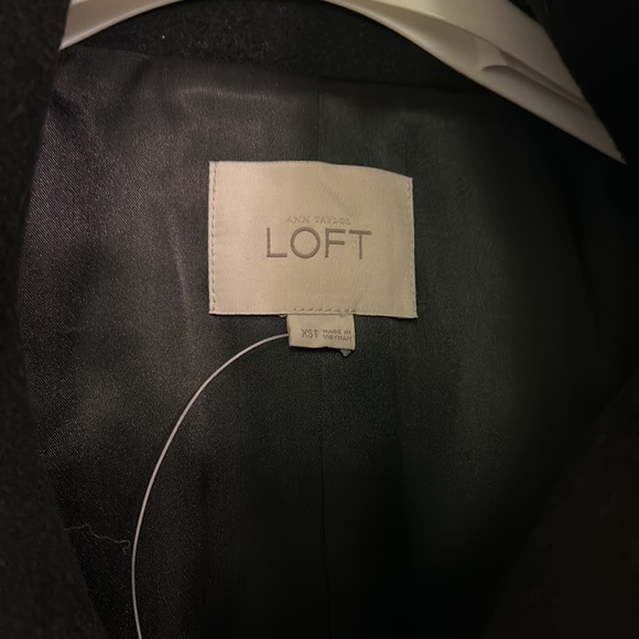 Like New!  Tall Black Loft Wool Belted High Neck Coat - Picture 3 of 9